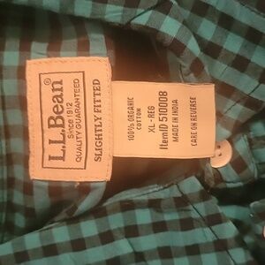 L.L. Bean Men's Teal‎ Plaid Short Sleeve Button-down Shirt Crinkled Texture, XL